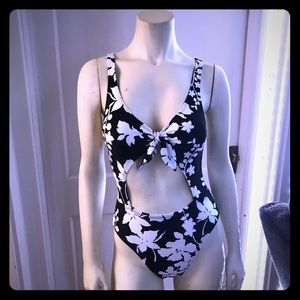 Michael Kors Floral Cut-Out One-Piece High-Legs